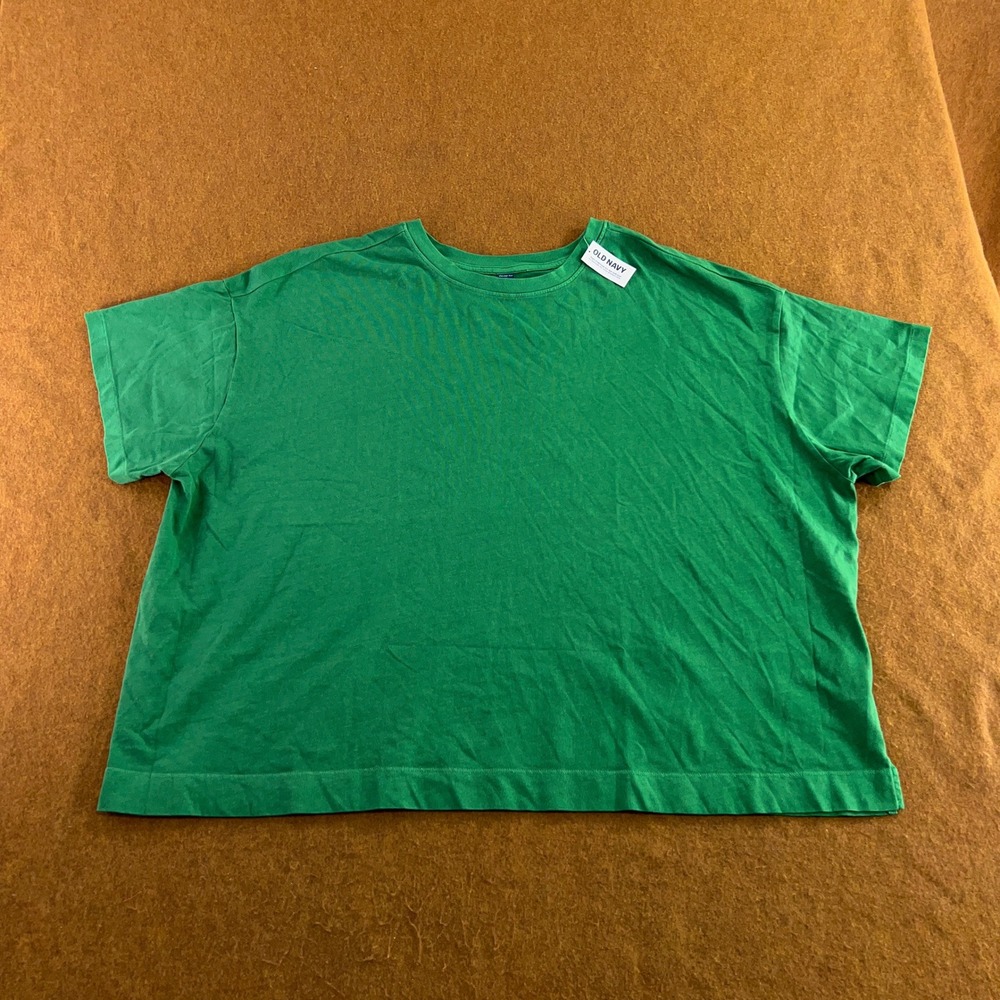 Old Navy Womens 3X Green Vintage Relaxed Boxy Short Sleeve Cotton T-Shirt NWT